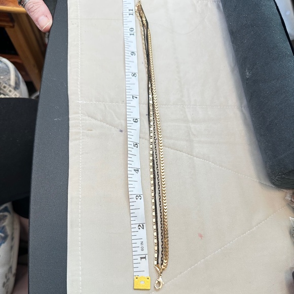 Gold Tone & Black 4 Strand Chain Bracelet/Chocker. EUC - Picture 5 of 14